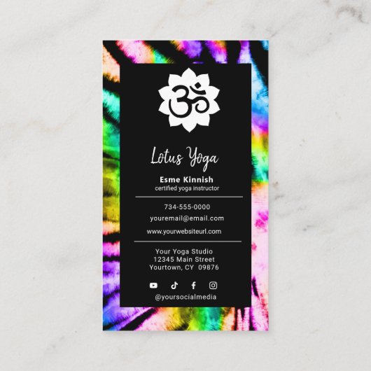 Gefärbte Krawatte Rainbow Yoga Studio oder Instruc Visitenkarte (Rückseite)