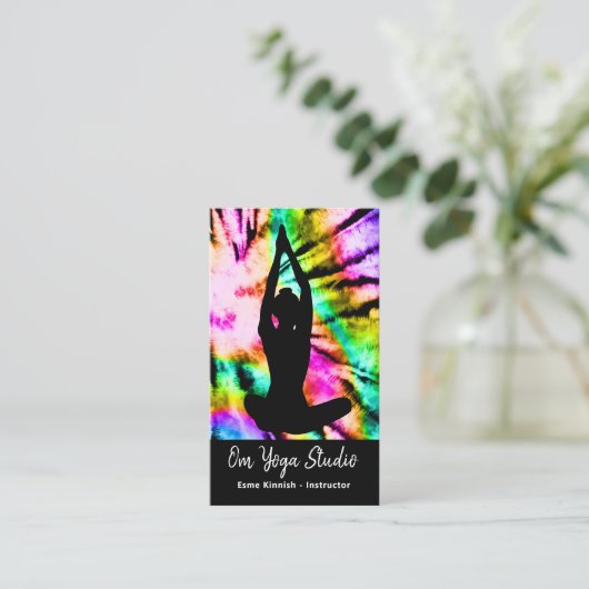 Gefärbte Krawatte Rainbow Yoga Studio oder Instruc Visitenkarte (Stehend Vorderseite)