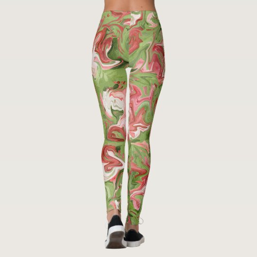 Gefärbte Krawatte Red Green Christmas Design Leggings (Rückseite)