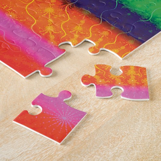 Gefärbte Krawatte Regenbogen Streifen Mama Denken Puzzle (Seite)