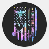 Gefärbte Krawatte Registered Nurse Rn Ekg Stethosc Runder Aufkleber (Vorderseite)