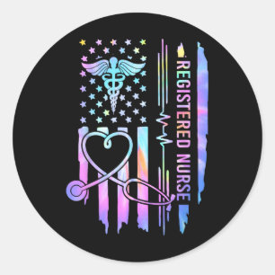 Gefärbte Krawatte Registered Nurse Rn Ekg Stethosc Runder Aufkleber