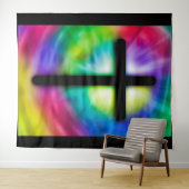 Gefärbte Krawatte religiöses CrossTapestry Wandteppich (Beispiel (Horizontal))