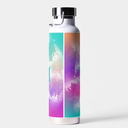 Gefärbte Krawatte Rosa Orange Aquamarine Lila Mono Trinkflasche (Rechts)