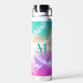 Gefärbte Krawatte Rosa Orange Aquamarine Lila Mono Trinkflasche (Rückseite)