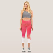 Gefärbte Krawatte Rot Aquarell künstlerische farbe Capri Leggings (Vorderseite)