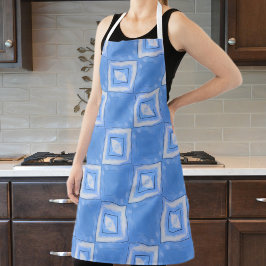 Gefärbte Krawatte Schachbrett Blau und Weiß Schürze