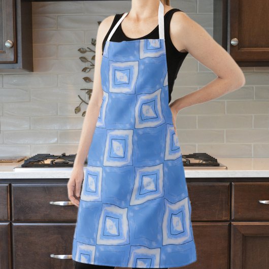 Gefärbte Krawatte Schachbrett Blau und Weiß Schürze