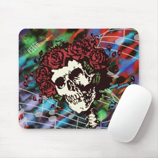 Gefärbte Krawatte Schädel mit Rose Mousepad (Mit Mouse)