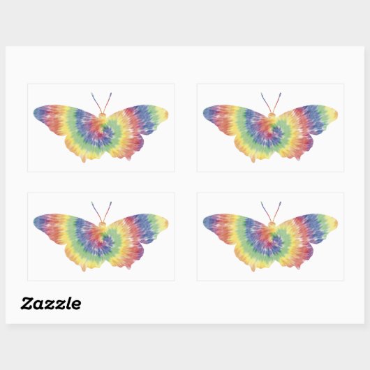 Gefärbte Krawatte-Schmetterlingsaufkleber Rechteckiger Aufkleber (Blatt)