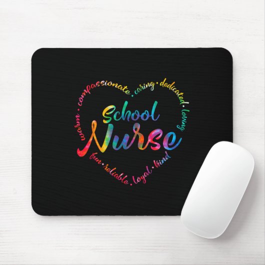 Gefärbte Krawatte School Nurse Heart Word Krankenp Mousepad (Mit Mouse)