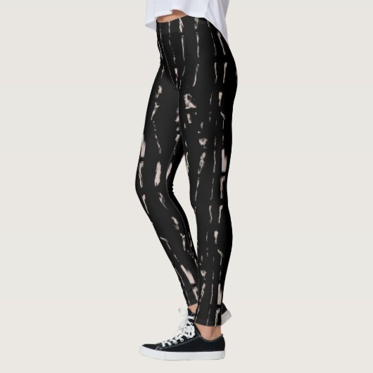 Gefärbte Krawatte Schwarzes Punk Abstraktes Muster Leggings (Links)