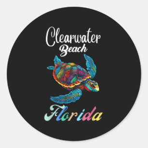 Gefärbte Krawatte Sea Turtle Family Runder Aufkleber