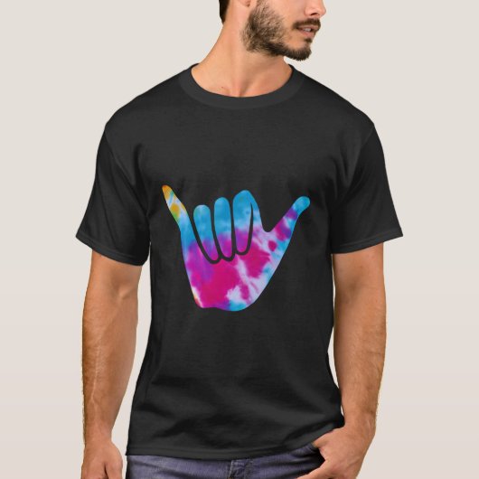 Gefärbte Krawatte Shaka Hang Loose Surf Salutation T-Shirt (Vorderseite)