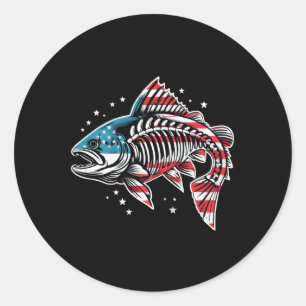 Gefärbte Krawatte Skeleton Lachs American 4th July Runder Aufkleber