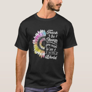 Gefärbte Krawatte Sonnenblumen Lehrerin Ausstattun T-Shirt