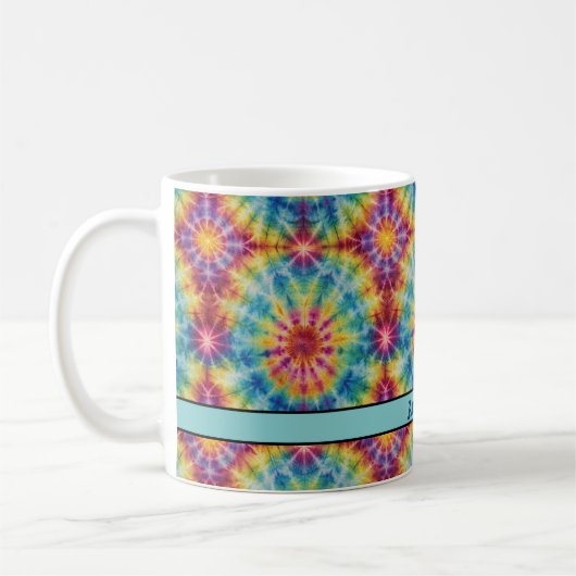 Gefärbte Krawatte Spiral in Magenta Print 11 oz Ka Kaffeetasse (Links)