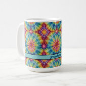 Gefärbte Krawatte Spiral in Magenta Print 15 oz Ka Kaffeetasse (Vorderseite Links)