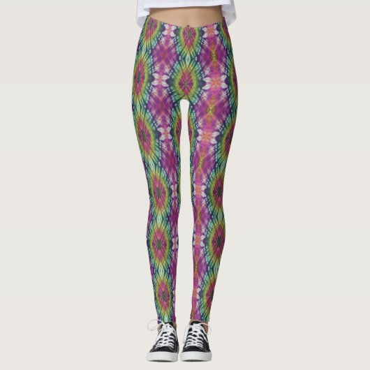 Gefärbte Krawatte Spiralrosa Leggings (Vorderseite)