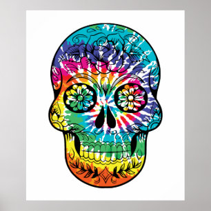 Gefärbte Krawatte Sugar Skull Dia De Los Muertos Poster