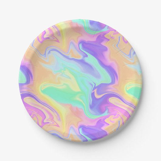 Gefärbte Krawatte Swirl Marble Retro Groovy Pappteller (Vorderseite)