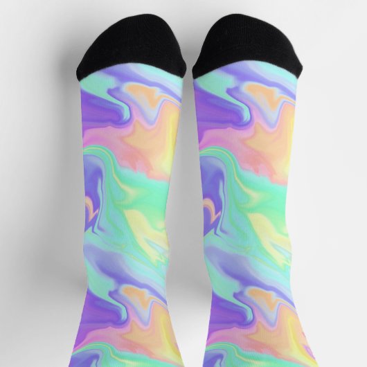 Gefärbte Krawatte Swirl Marble Retro Groovy Socken (Oben)