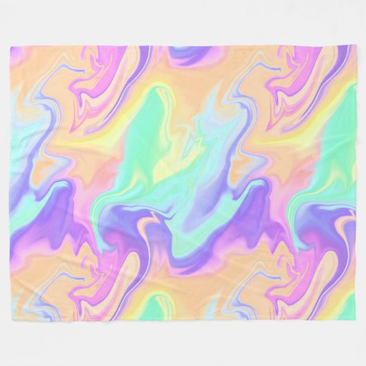 Gefärbte Krawatte Swirl Pastel Groovy Fleecedecke (Vorderseite (Horizontal))