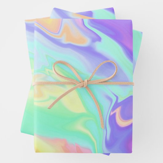 Gefärbte Krawatte Swirl Pastel Groovy Geschenkpapier Set (Beispiel)