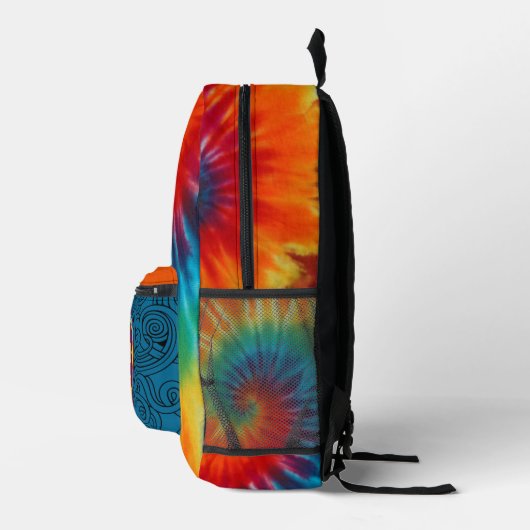 Gefärbte Krawatte Swirl Peace Sign Monogram Bedruckter Rucksack (Rechts)