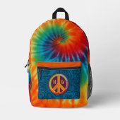 Gefärbte Krawatte Swirl Peace Sign Monogram Bedruckter Rucksack (Vorderseite)