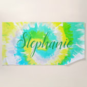 Gefärbte Krawatte Swirl Yellow Blue Green Personal Strandtuch (Vorderseite)