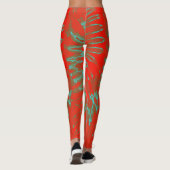Gefärbte Krawatte Tomatenrot und grüne Spirale Leggings (Rückseite)