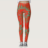 Gefärbte Krawatte Tomatenrot und grüne Spirale Leggings (Vorderseite)