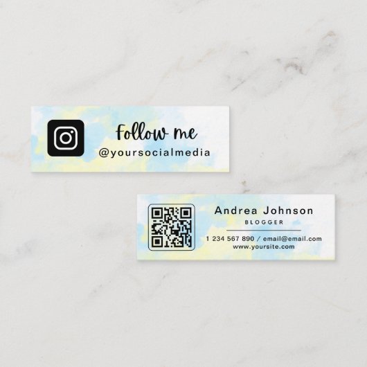 Gefärbte Krawatte Trendy Instagram folgen QR-Code  Mini Visitenkarte (Vorne/Hinten)