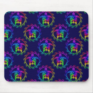 Gefärbte Krawatte Tribal Turtle Moari Sun Blue Mousepad