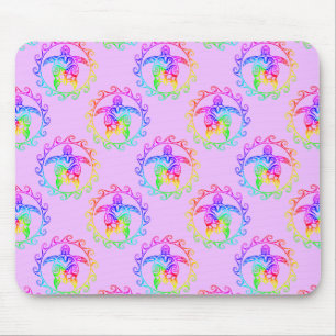 Gefärbte Krawatte Tribal Turtle Moari Sun Pink Mousepad
