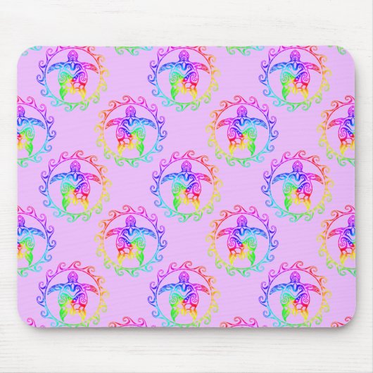 Gefärbte Krawatte Tribal Turtle Moari Sun Pink Mousepad (Vorne)
