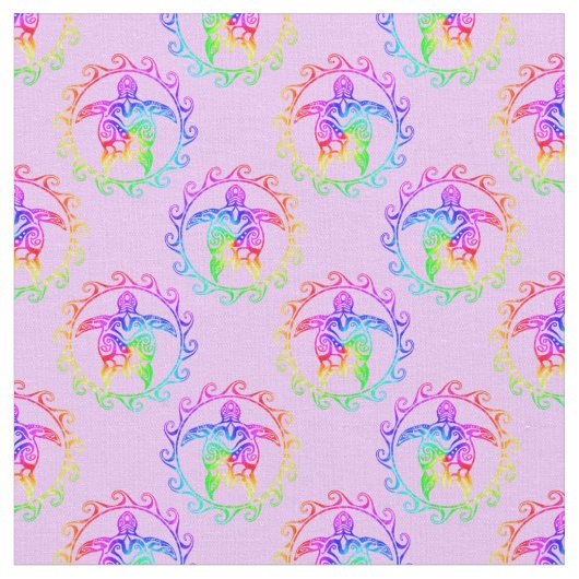 Gefärbte Krawatte Tribal Turtle Moari Sun Pink Stoff (Nahaufnahme)
