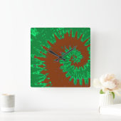 Gefärbte Krawatte-Uhr der grünen und braunen Spira Quadratische Wanduhr (Zuhause)