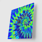 Gefärbte Krawatte-Uhr für hellblaue und grüne Spir Quadratische Wanduhr (Winkel)