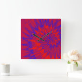 Gefärbte Krawatte-Uhr für hellrote und blaue Spira Quadratische Wanduhr (Zuhause)