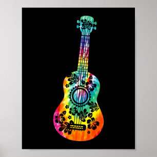 Gefärbte Krawatte Ukulele Player Hawaiian Musician Poster
