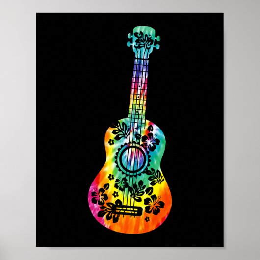 Gefärbte Krawatte Ukulele Player Hawaiian Musician Poster (Vorne)