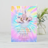 Gefärbte Krawatte Watercolor Rainbow Einladung (Stehend Vorderseite)