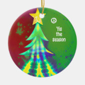 Gefärbte Krawatte Weihnachten mit Friedenszeichen Keramik Ornament (Vorne)