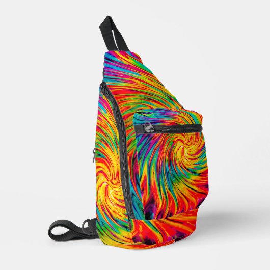 GEFÄRBTE KRAWATTE WIND ABSTRAKT CROSSBODY BAG (Linke Seite)