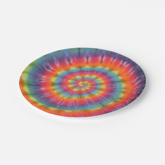 Gefärbte Krawatte wirbeln Pappteller (Schrägansicht)