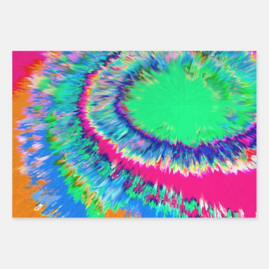 Gefärbte Krawatte Wrapping Paper Flat Sheet Set 3 Geschenkpapier Set (Vorderseite)