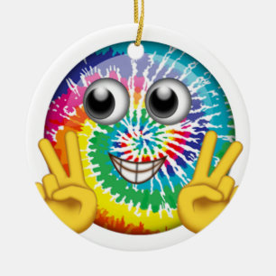Gefärbte KrawatteHippie Emoji Friedenszeichen Keramik Ornament