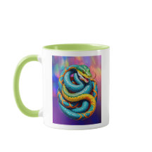 Gefärbte Riesenschlange auf gefärbtem Boden gewick